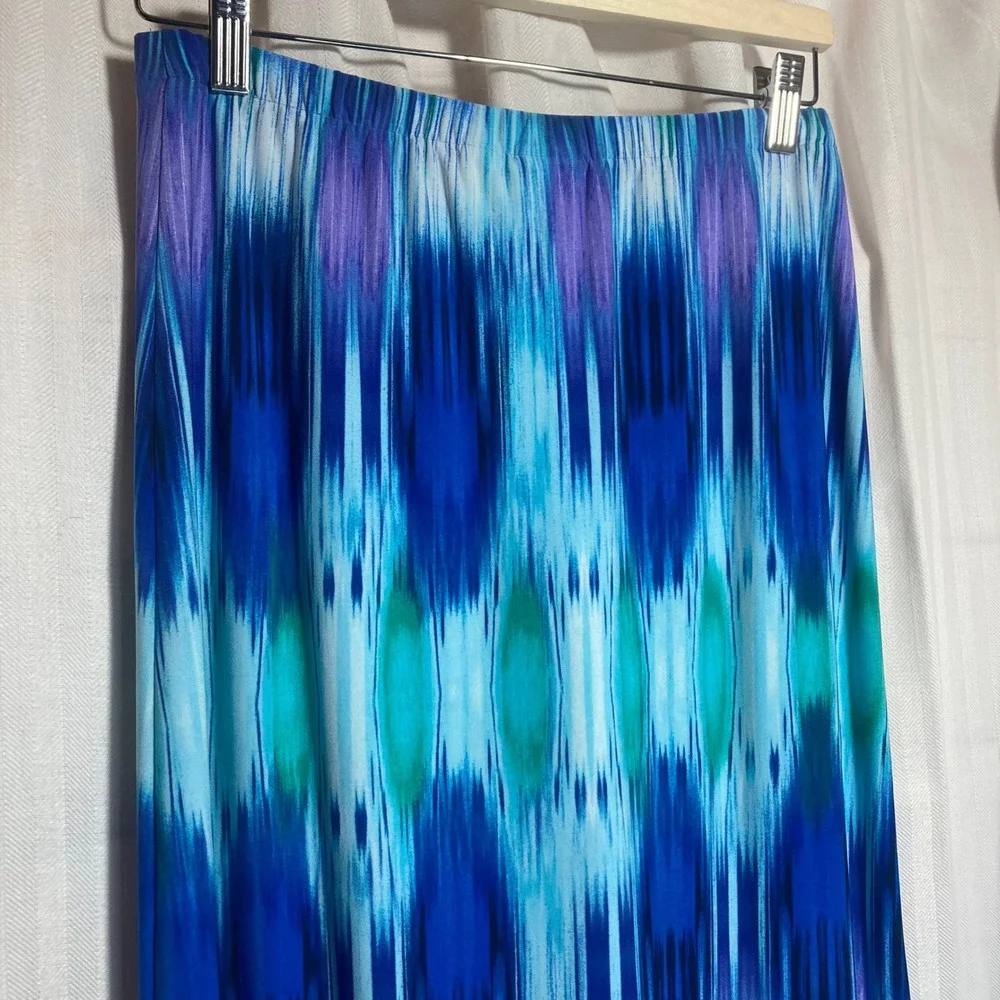 Chicos Womens Maxi Skirt Blue Purple Tie Dye 0 Double‎ Side-Slit Coastal Beach